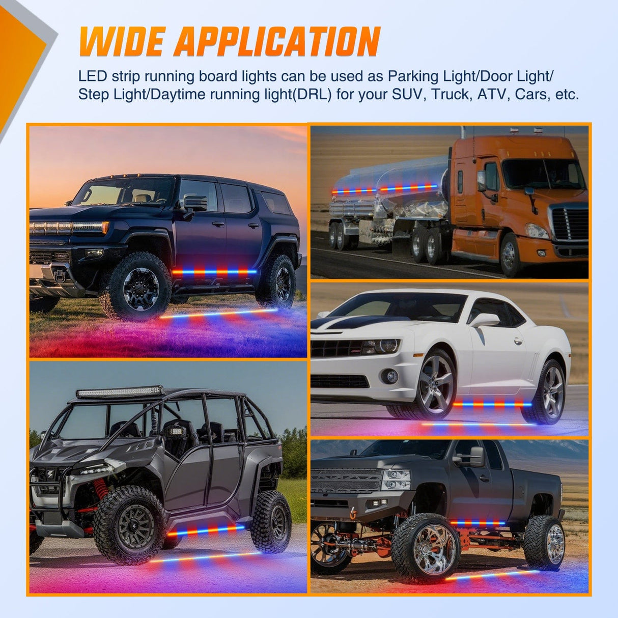 Led light Strip 2PCS 70 Inch Emergency Strobe Light Strip with Controller 864 LED Red Blue Running Board Lights Flexible Side Flashing Warning Caution Safety Waterproof for Truck Construction Pickup