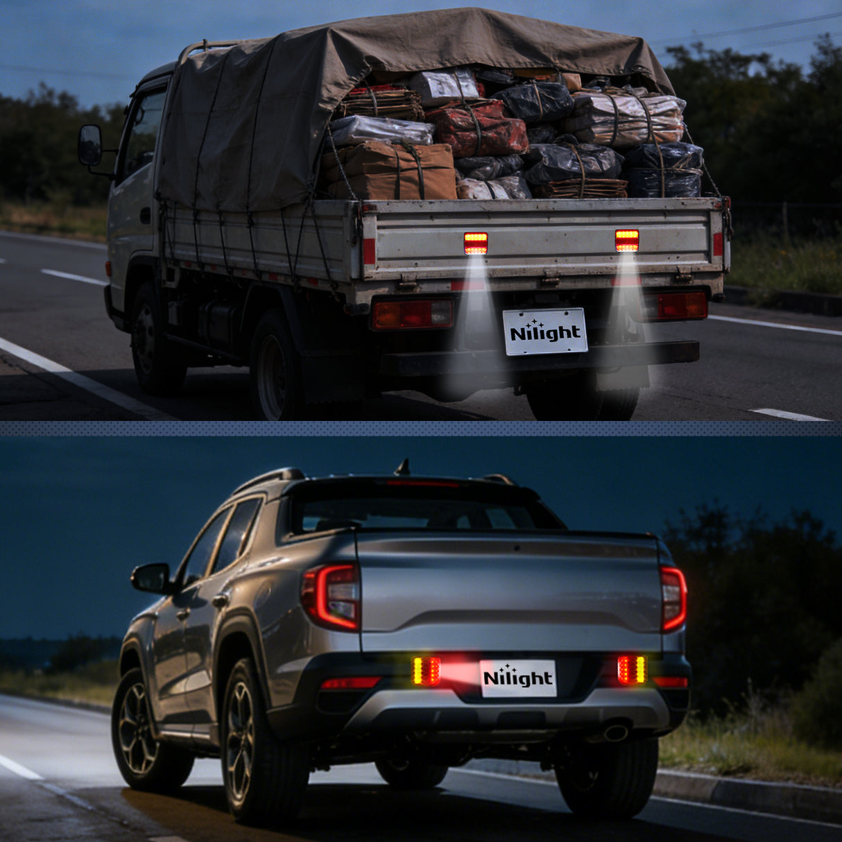 Tail Brake Turn Reverse Lights Magnetic LED Trailer Towing Light Kit w/ 7 Pin Plug Tail Stop Amber