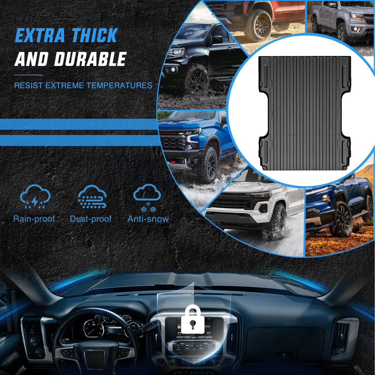 trunk 6.6ft Rubber Short Trunk Bed for 007-2019 Silverado/Sierra 2500 3500HD & 1500 2007-2018, TPE Heavy-Duty Pick-up Bed Liner for Chevy GMC Accessories, Anti-Slip Texture, All Weather Protection