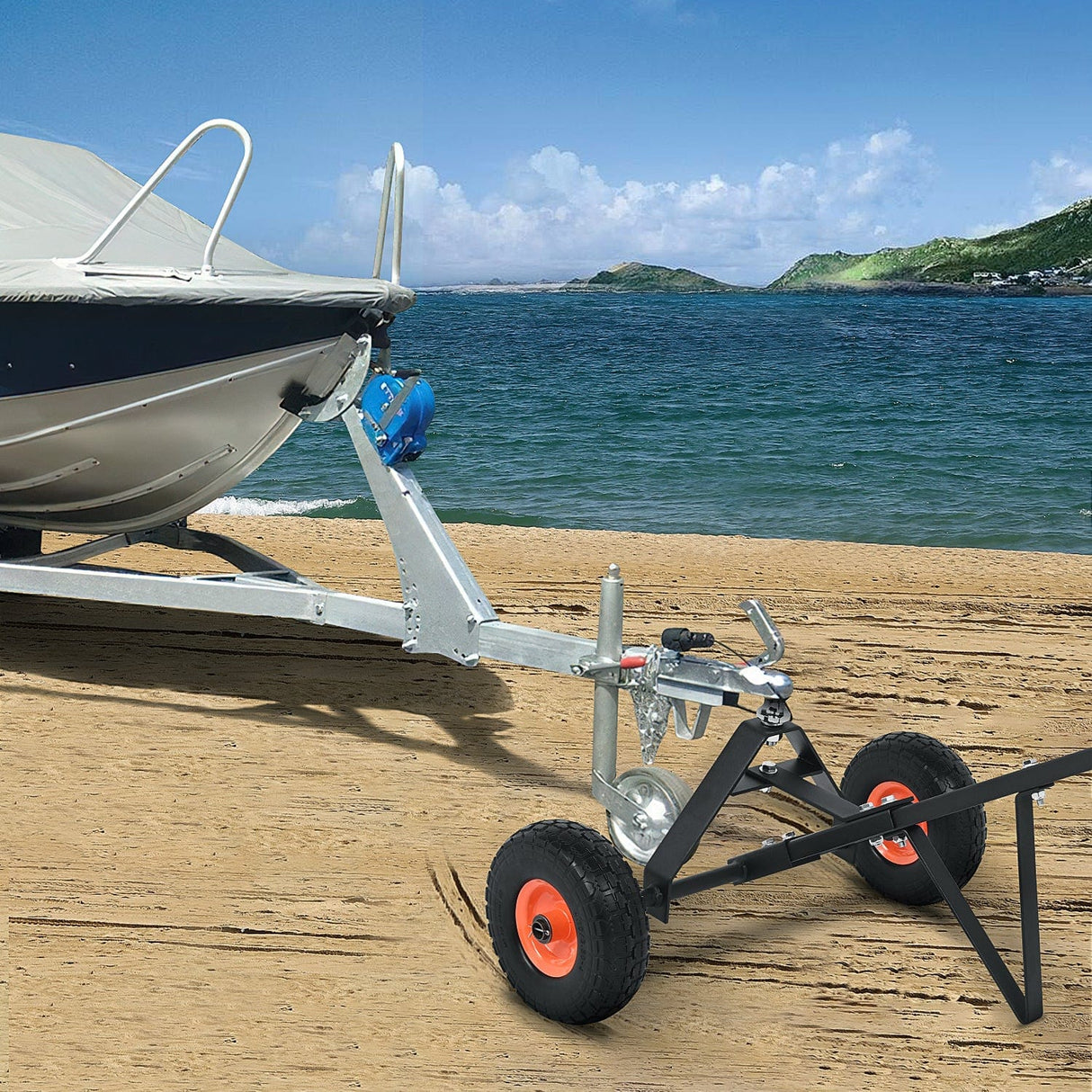 Trailer Dolly Boat Trailer Dolly Solid Steel Heavy Duty 600 Pound Capacity with 12Inch Polyurethane Tires 1-7/8Inch Hitch Ball