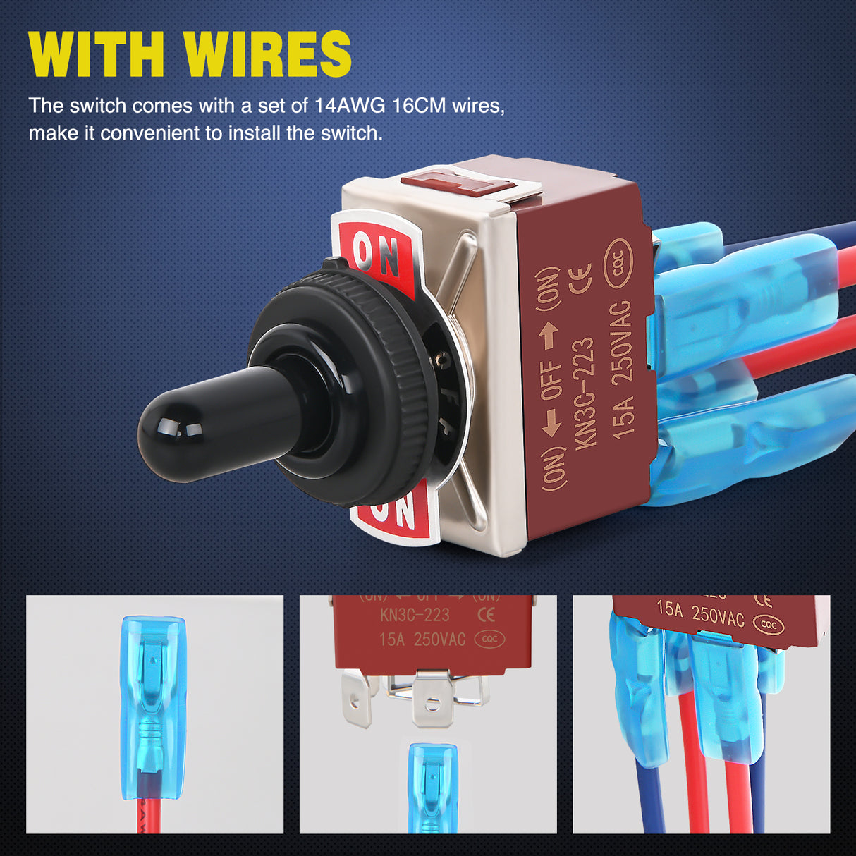 Nilight 4Pin Reverse Polarity Toggle Switch 2PCS 12V Momentary Rocker Switches 30A On Off On DPDT 3 Position Waterproof Boot Cap Jack Motor Control w/14 Gauge Wires