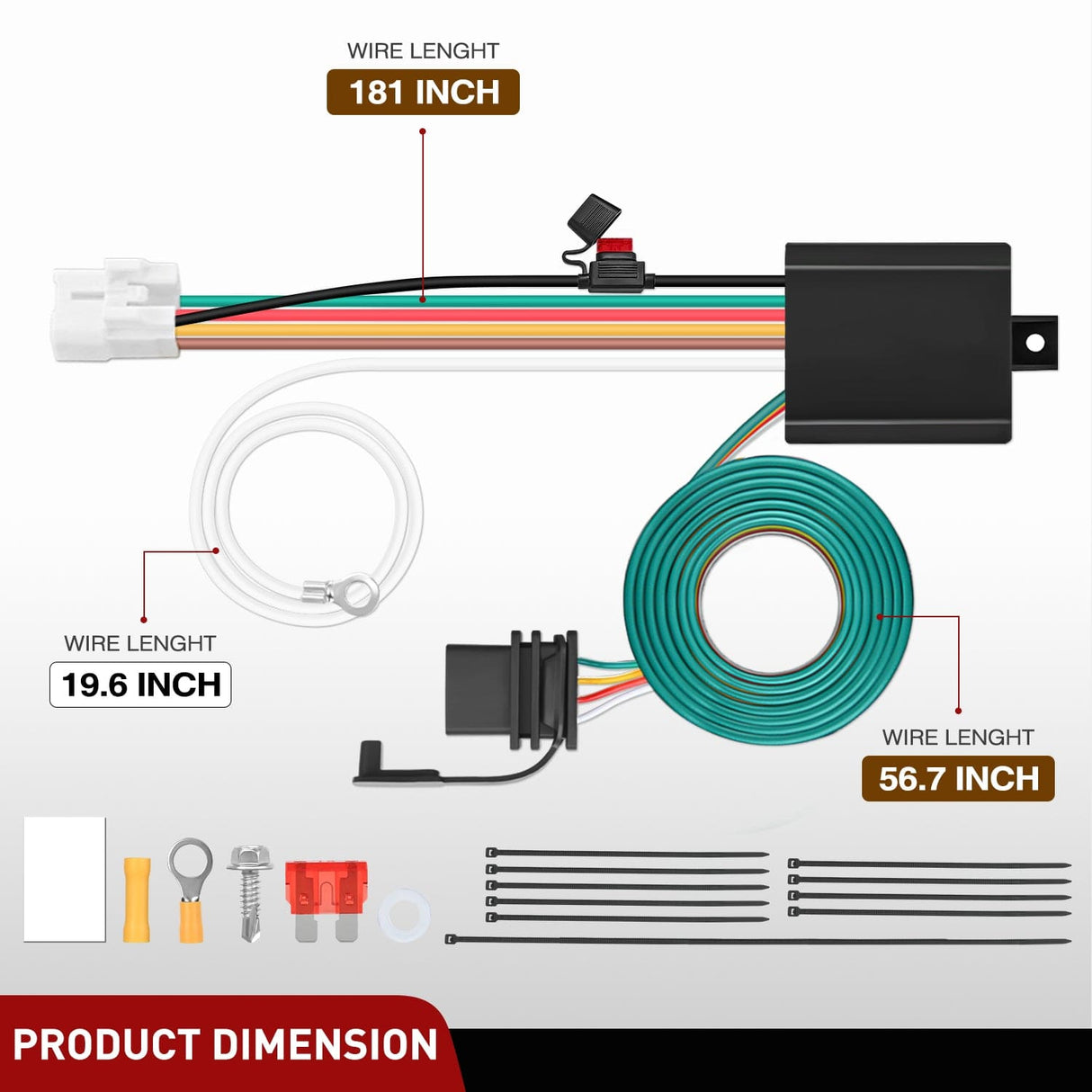 Wiring Harness Kit 4 Pin Trailer Wiring Harness Kit 56040 for 2009 2010 2011 2012 2013 2014 2015 2016 2017 2018 2019 2020 2021 2022 2023 2024 Subaru Forester Outback XV Crosstrek Forester Ascent