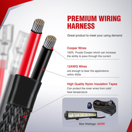 Nilight Wiring Harness Kit Nylon 12 AWG 1 Lead 12V 5Pin Rocker Switch Laser On Off Power Relay Blade Fuse for LED Light Bar Off Road Lights on Cars Jeep Boat Trucks