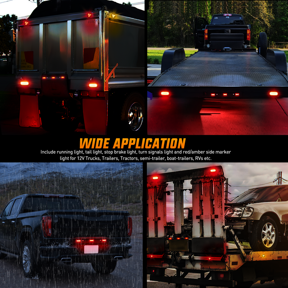 Nilight LED Trailer Light Kit 6 Inch Oval Stop Turn Taillight 2 Inches Round Red Amber Side Marker Lights 9 LED ID Bar for 12V RV Camper Caravan Truck Bus Boat