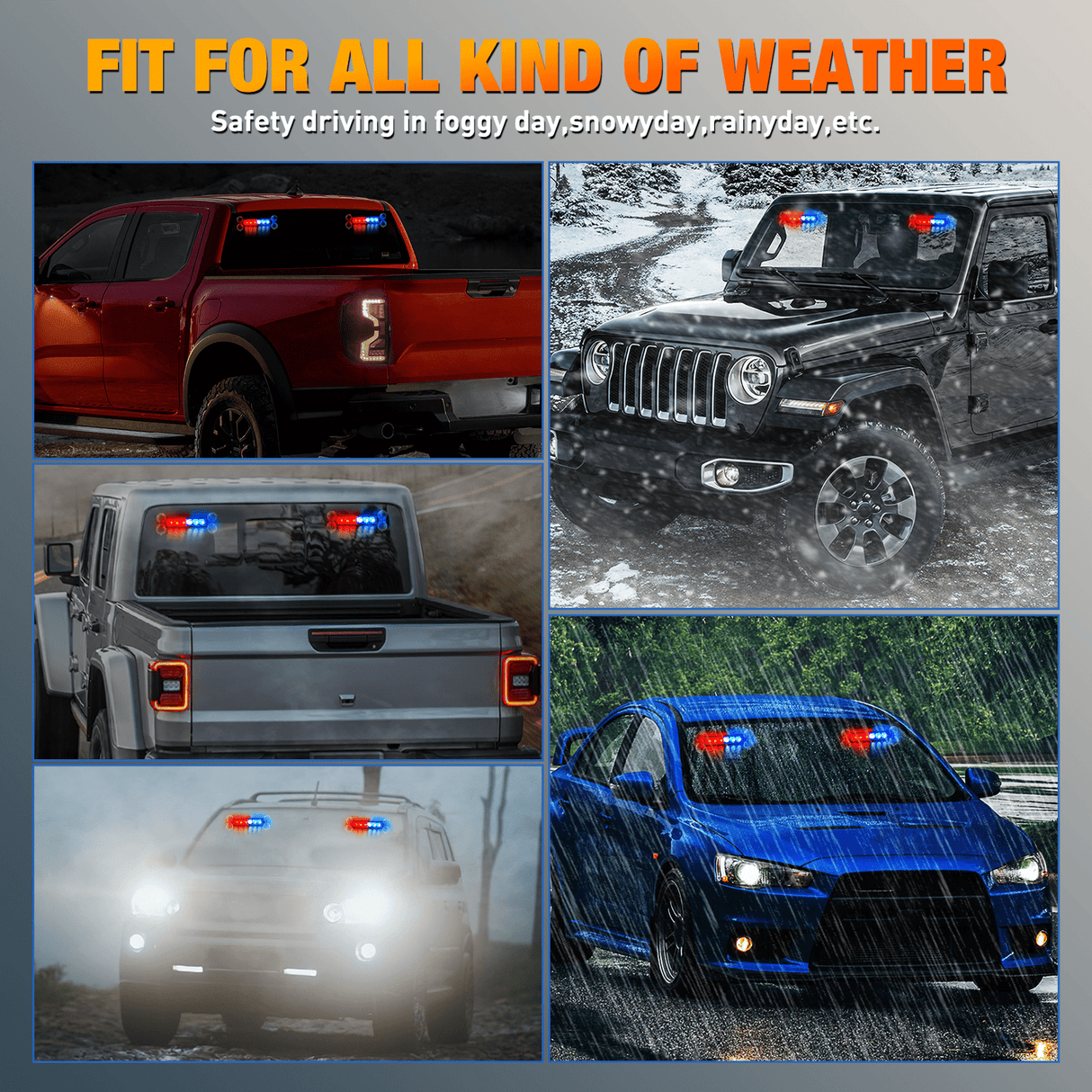 Led Strobe Light 12LED Emergency Strobe Traffic Advisor Light Bar 2 in 1 Red Blue Dash Warning Safety Flashing Lights Front/Rear Windshield Construction Lights for Trucks Cars Plow Police Firefighter Vehicles