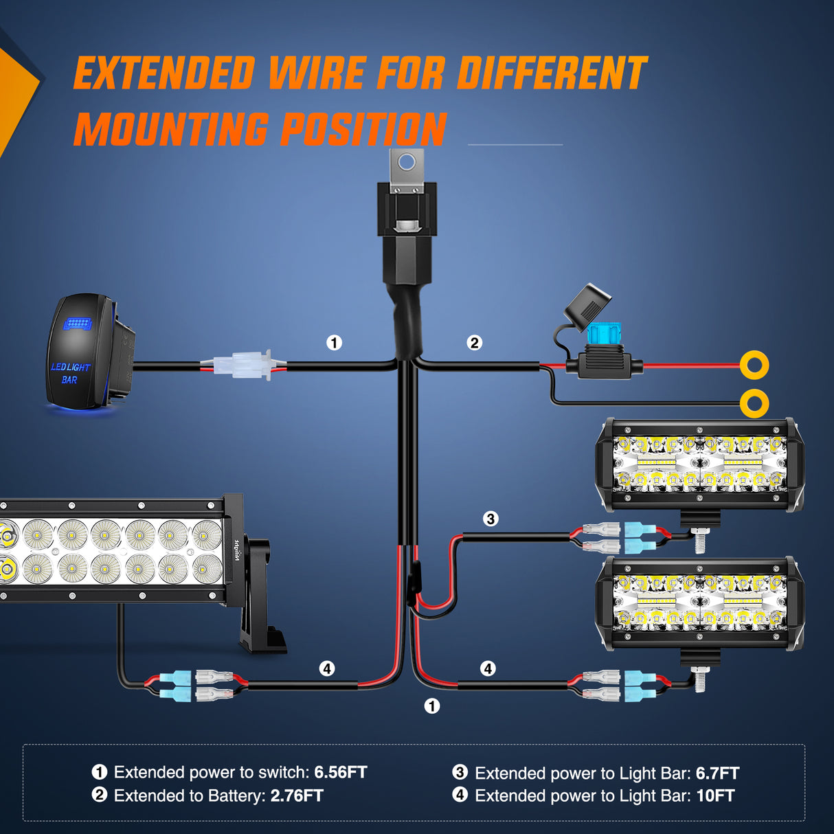 Nilight 32 Inch 180W Spot Flood Combo Led Light Bar 2Pcs 18W 4Inch Spot LED Pods Driving Off Road Lights with 14AWG Wiring Harness Kit-3 Leads for Van Car Pickup Golf Cart ATV UTV SUV Truck Boat