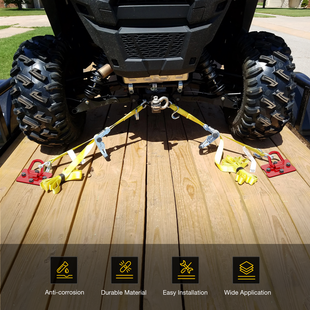 Nilight 2Pcs 1/2inch D Rings for Trailers Heavy Duty Trailer Tie Down Rings, Incl. Mounting Hardware, Forged Steel Bolt-On Grab with Back Plates Compatible with Tractor RV UTV Truck, Max 12000Lbs, Red