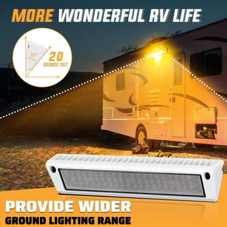 Area Lights RV Exterior Light 13 Inch Amber Beam Porch Lights White Aluminum