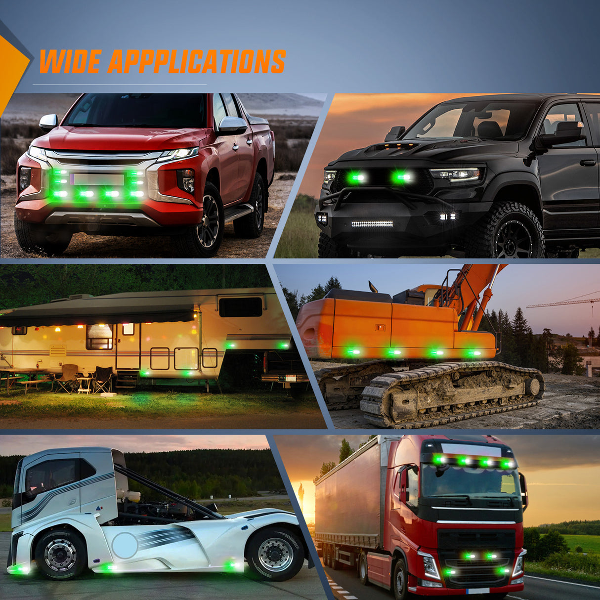 Nilight 4PCS LED Strobe lights 12V 24V Sync Feature Green White 24LED Emergency Hazard Warning Lights with Controller Hard Wire or Cigarette Lighter Plug for Car Truck RVs Campers