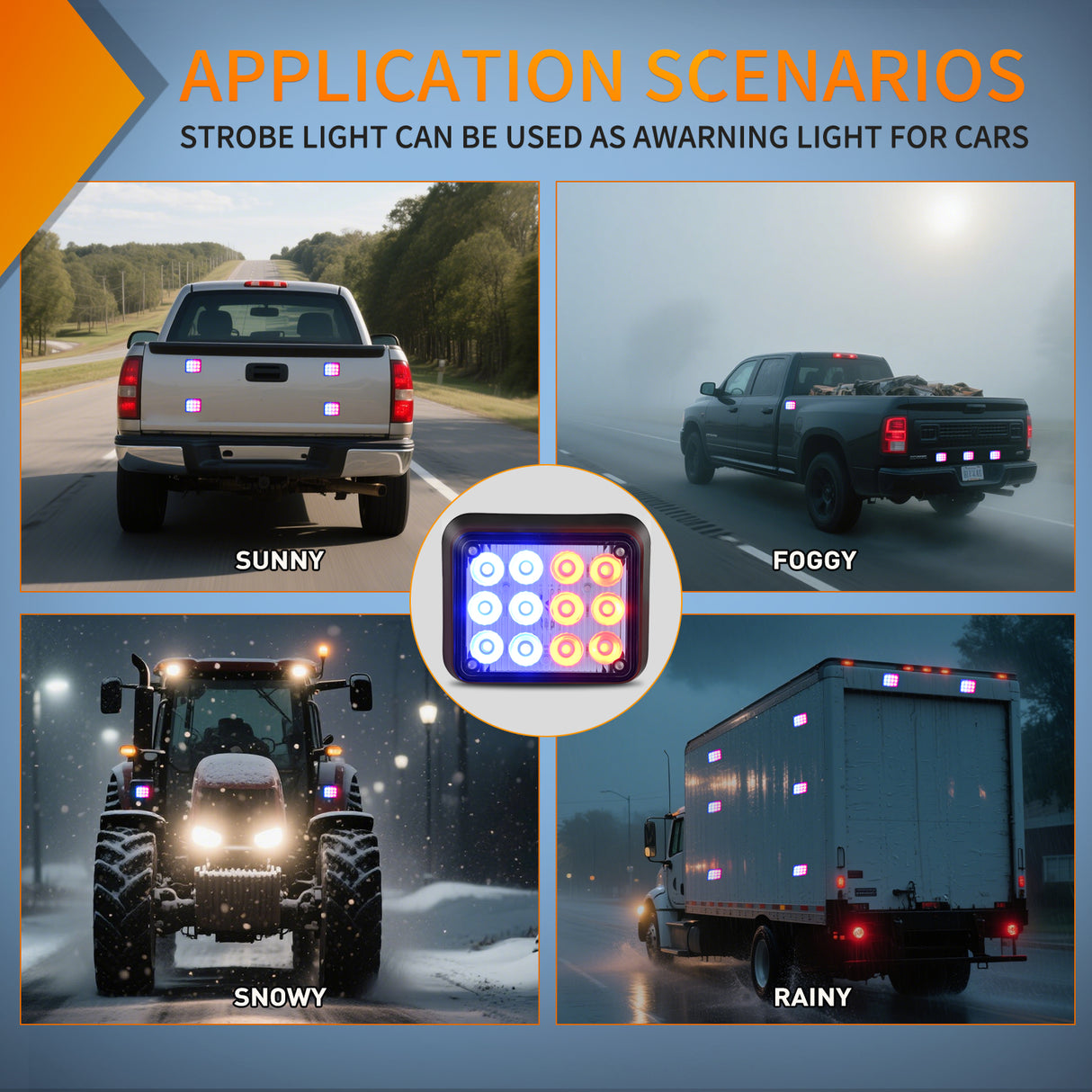 Nilight 12LED Magnetic Wireless Trailer Lights 2PCS Rechargeable Portable Hazard Beacon Warning Light Red and Blue Emergency Strobe Light for Trucks Trailers Vehicles Cars Bus Surface Mount