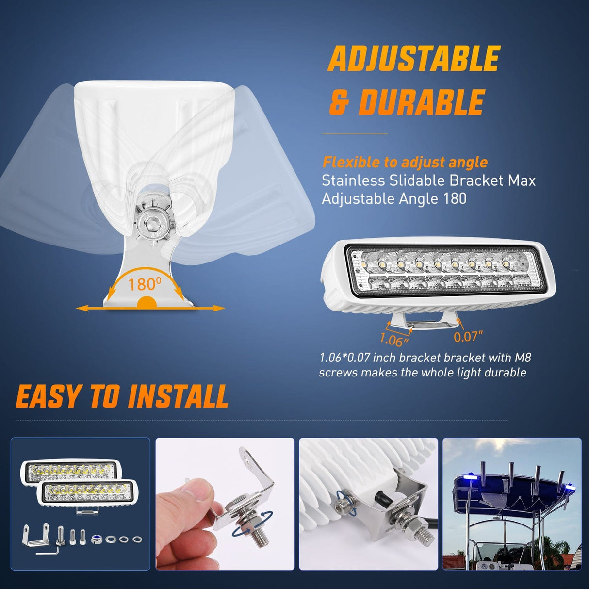 LED Work Light 6 Inch 54W Flood White Case Blue Led Work Lights (Pair)