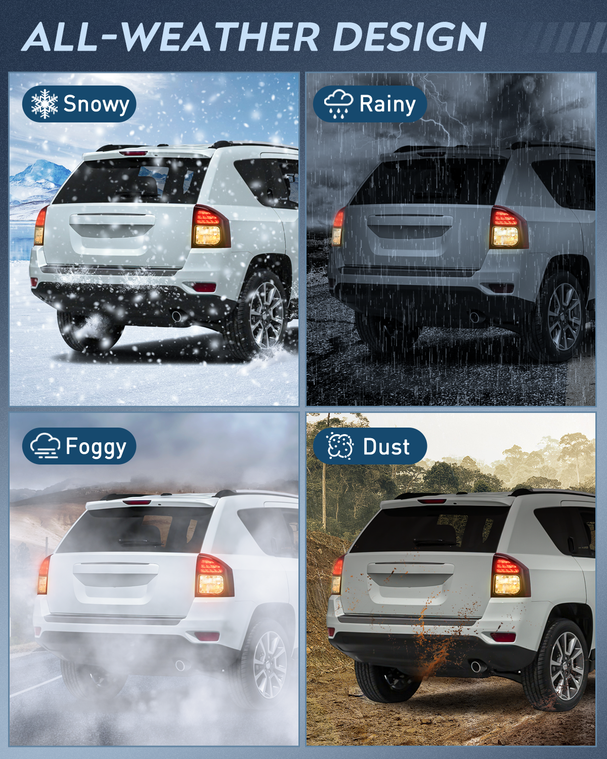 Nilight Taillight Assembly Compatible with 2014 2015 2016 2017 Jeep Compass Tail Light OE Style Rear Lamp Replacement Passenger Side w/Bulbs