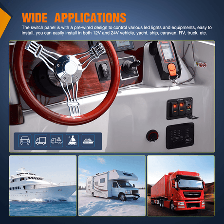 Rocker Switch 2 Gang Switch Panel With QC3.0 & PD Charger And Voltmerter with Orange Backlit