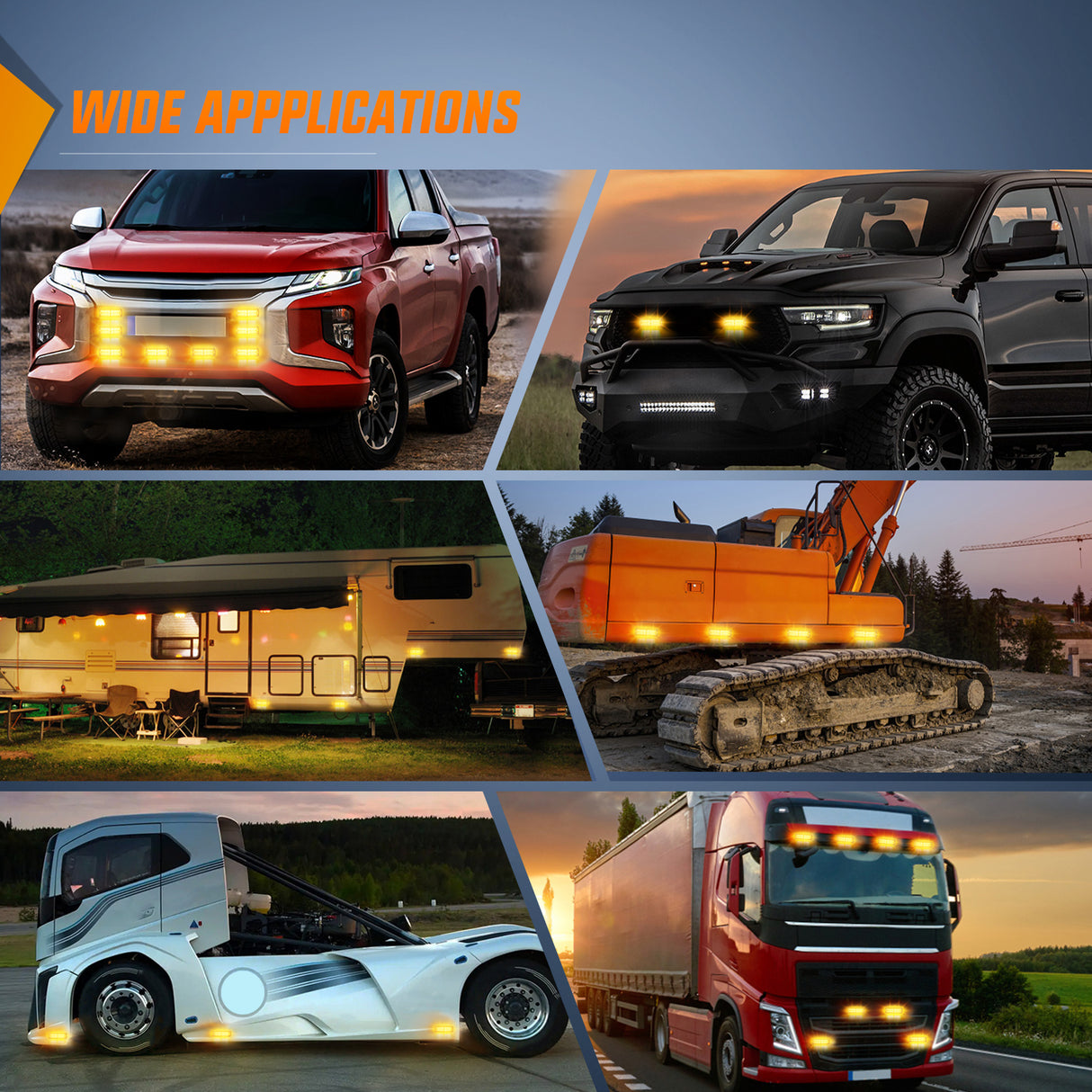 Nilight 4PCS LED Strobe lights 12V 24V Sync Feature Amber 24LED Emergency Hazard Warning Lights with Controller Hard Wire or Cigarette Lighter Plug for Car Truck RVs Campers