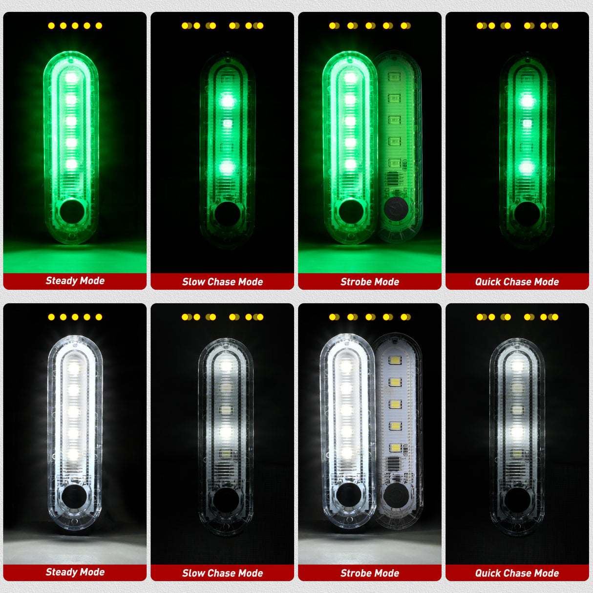 Marine Boat Navigation Light 4PCS Red Green Port Starboard White Stern Lights Four Mode Waterproof Rechargeable Warning Safety Lamp for Skeeter Yacht Pontoon Trailer Truck Bike Backpack Helmet