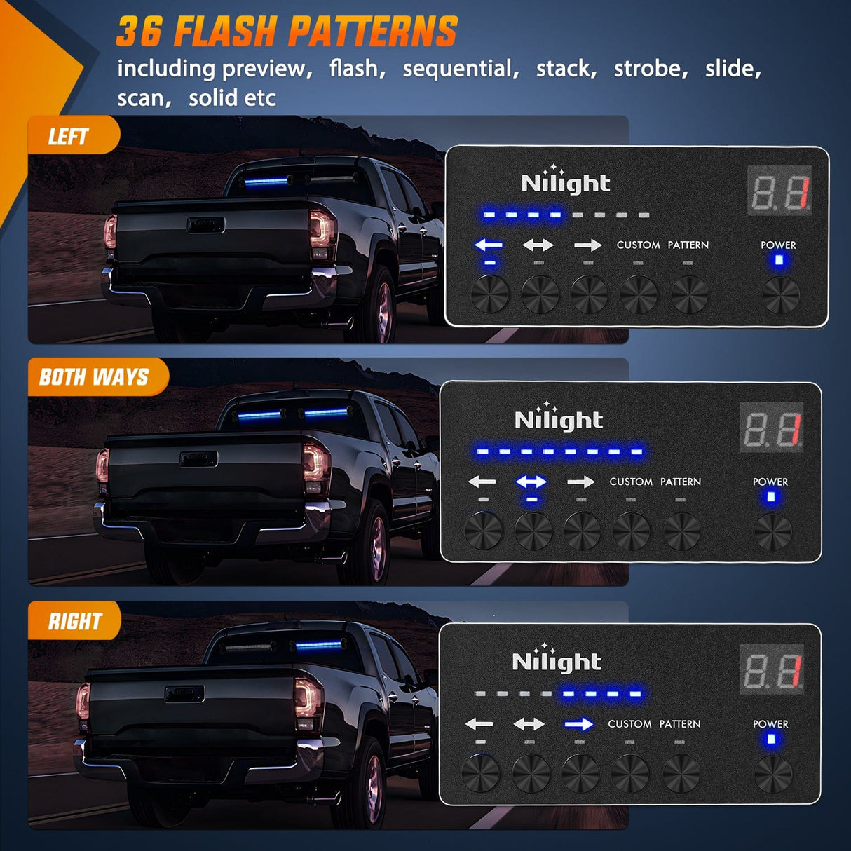 Led Strobe Light 144 LED Strobe Traffic Advisor Light Bar Blue with Controller 2 in 1 Automotive Emergency Warning Flashing Police Windshield Lights Bars for Cars Tow Plow Trucks Construction Vehicles