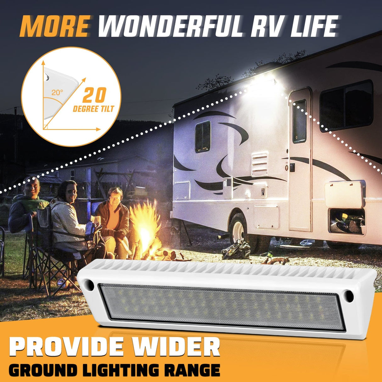 Area Lights RV Exterior Light 13 Inch White Beam Porch Lights White Aluminum