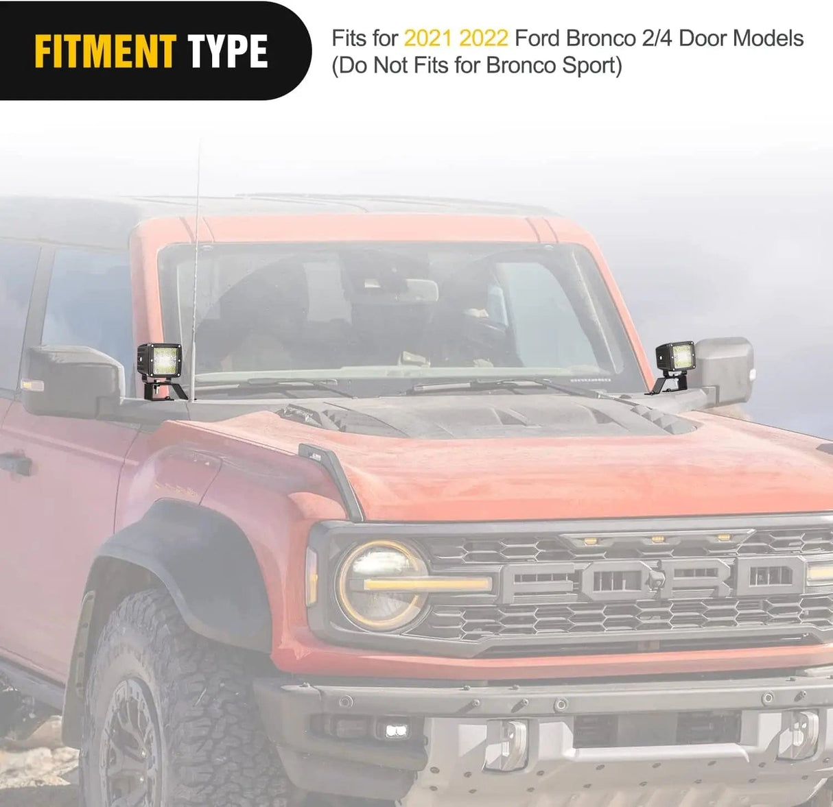 Mounting Accessory A-Pillar Lower Windshield Brackets for 2021 2022 Ford Bronco (Pair)
