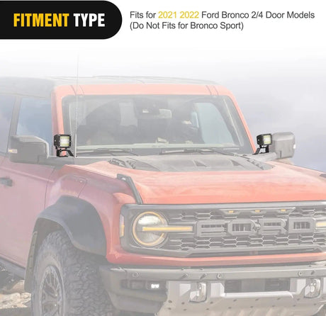 Mounting Accessory A-Pillar Lower Windshield Brackets for 2021 2022 Ford Bronco (Pair)