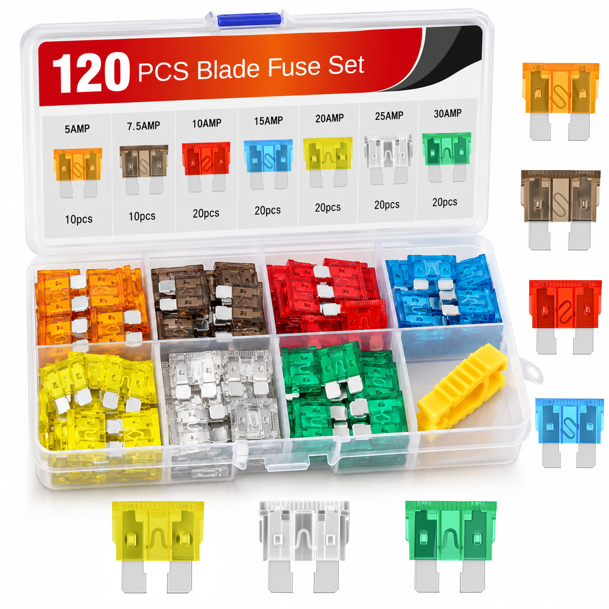 120Pcs Standard Blade Fuse Assortment kit