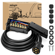 Wiring Harness Kit 8FT 7-Way Plug Inline Trailer Cord With 7-Gang Junction Box