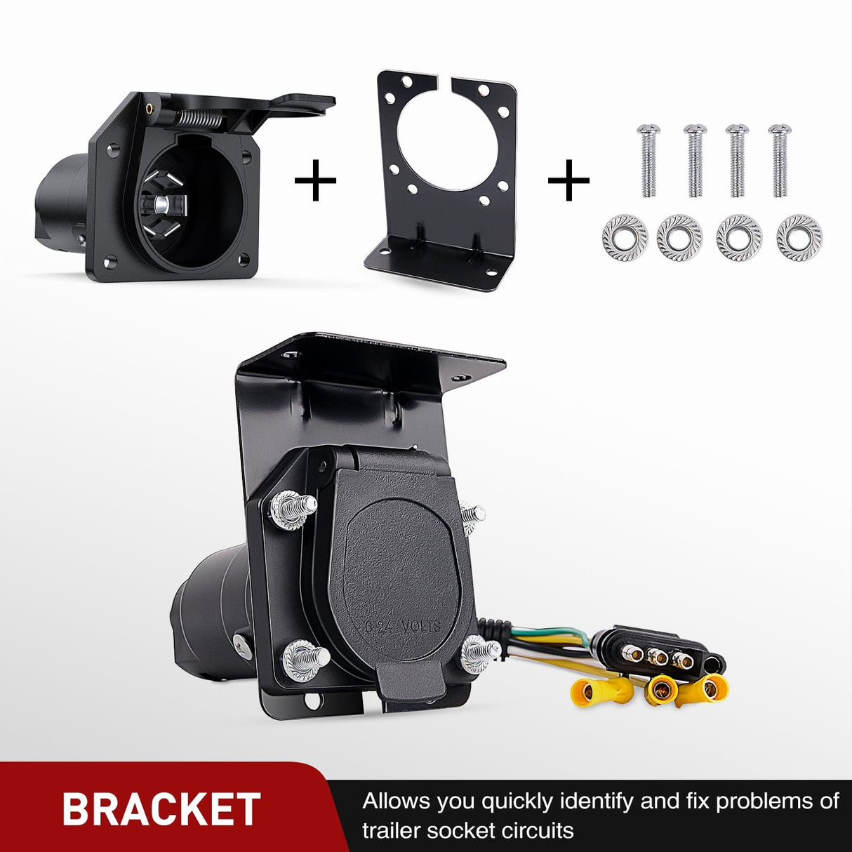 Accessories 4 Way Flat to 7 Way RV Trailer Blade Adapter Plug