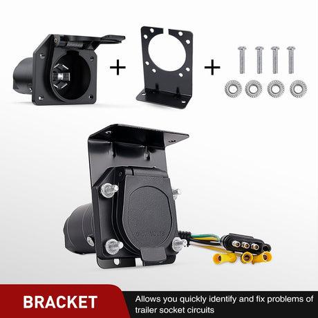 Accessories 4 Way Flat to 7 Way RV Trailer Blade Adapter Plug