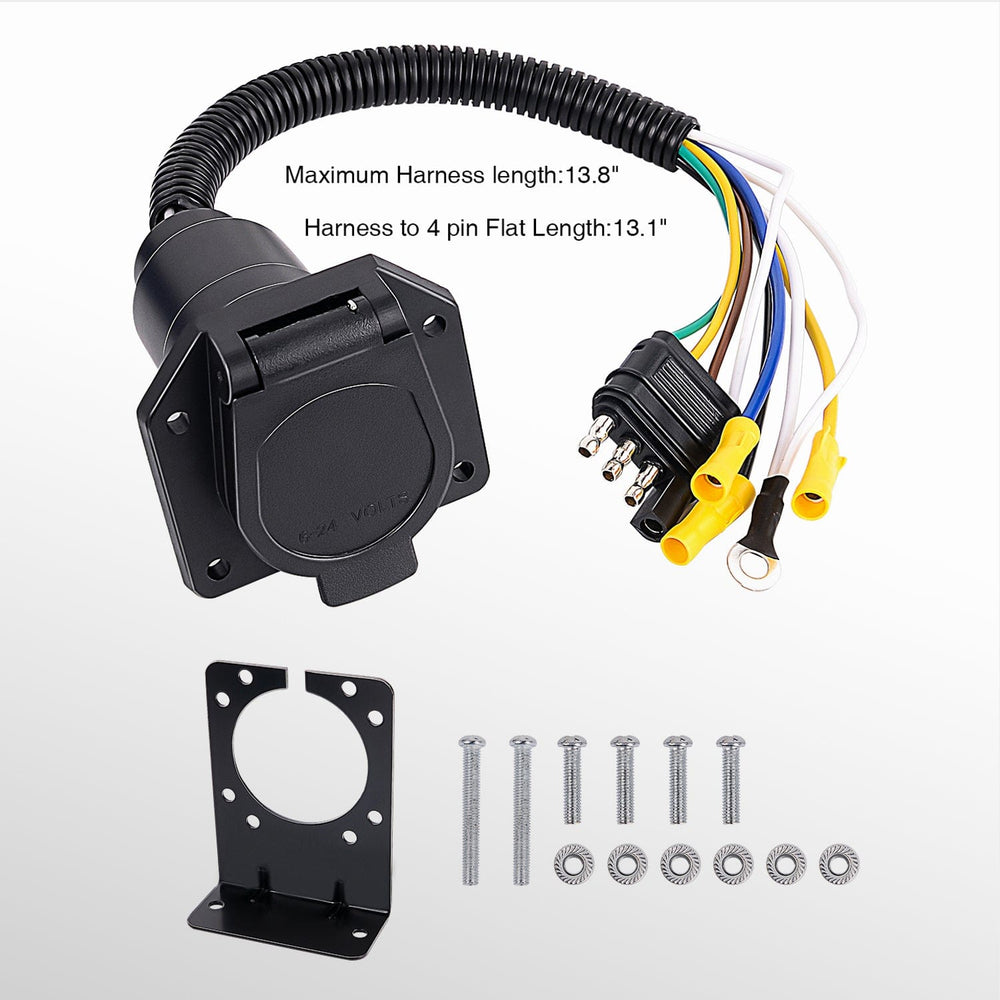 Accessories 4 Way Flat to 7 Way RV Trailer Blade Adapter Plug