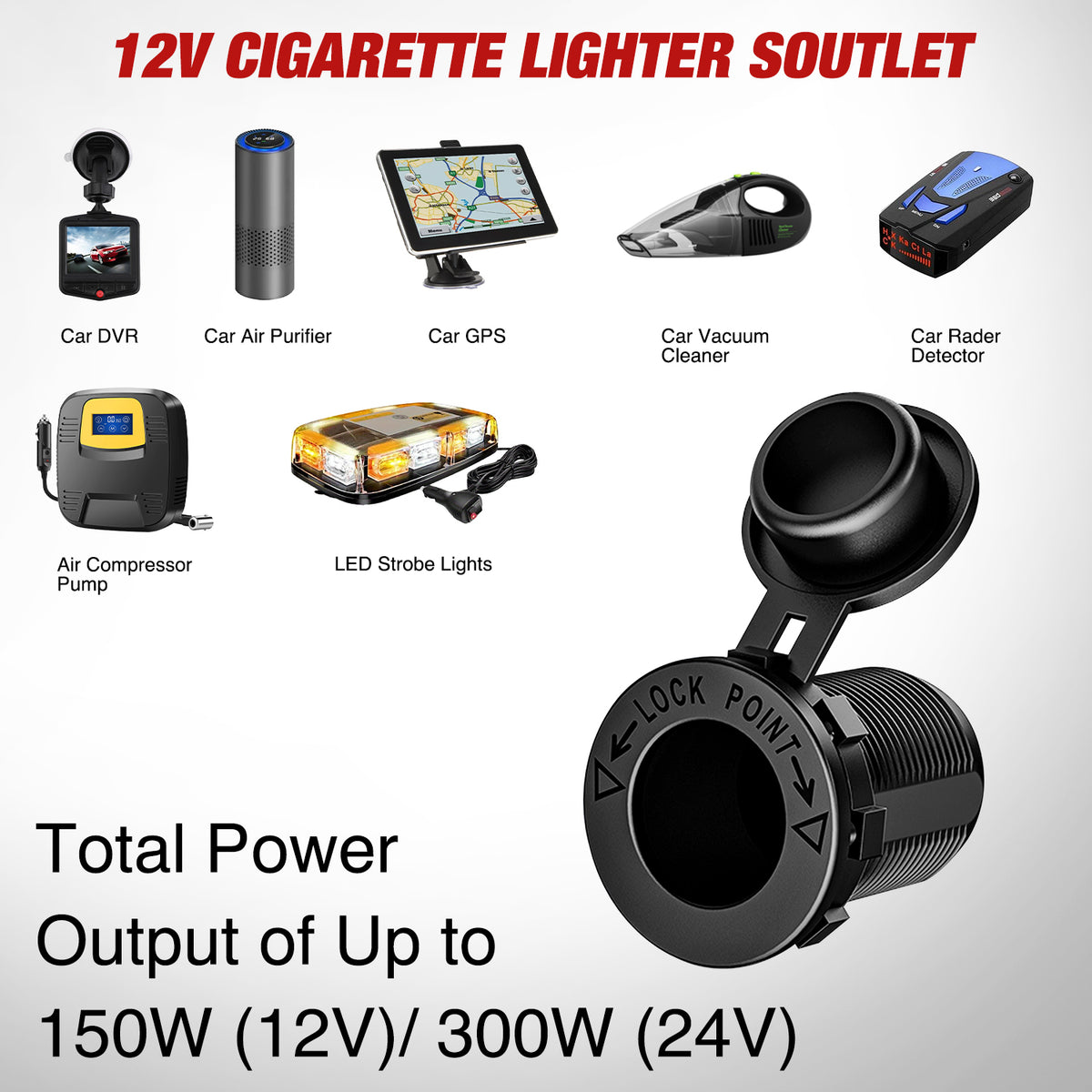 4 in 1 ON/OFF Blue Charger Socket Panel w/ Dual QC 3.0 USB Voltmeter Cigarette
