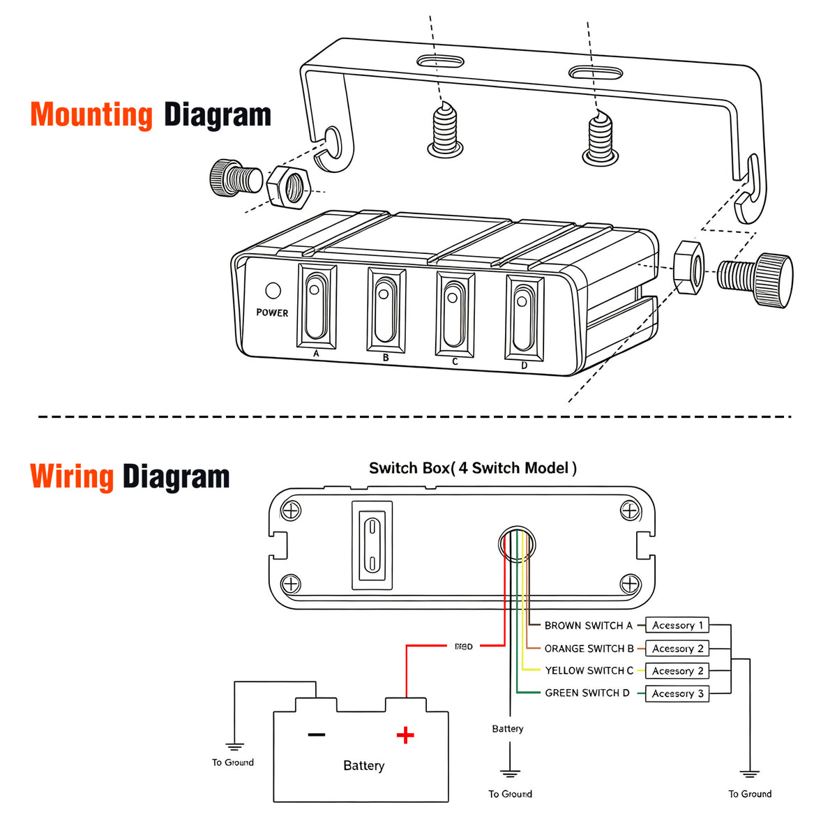 4Gang SPST Rocker Switch Box