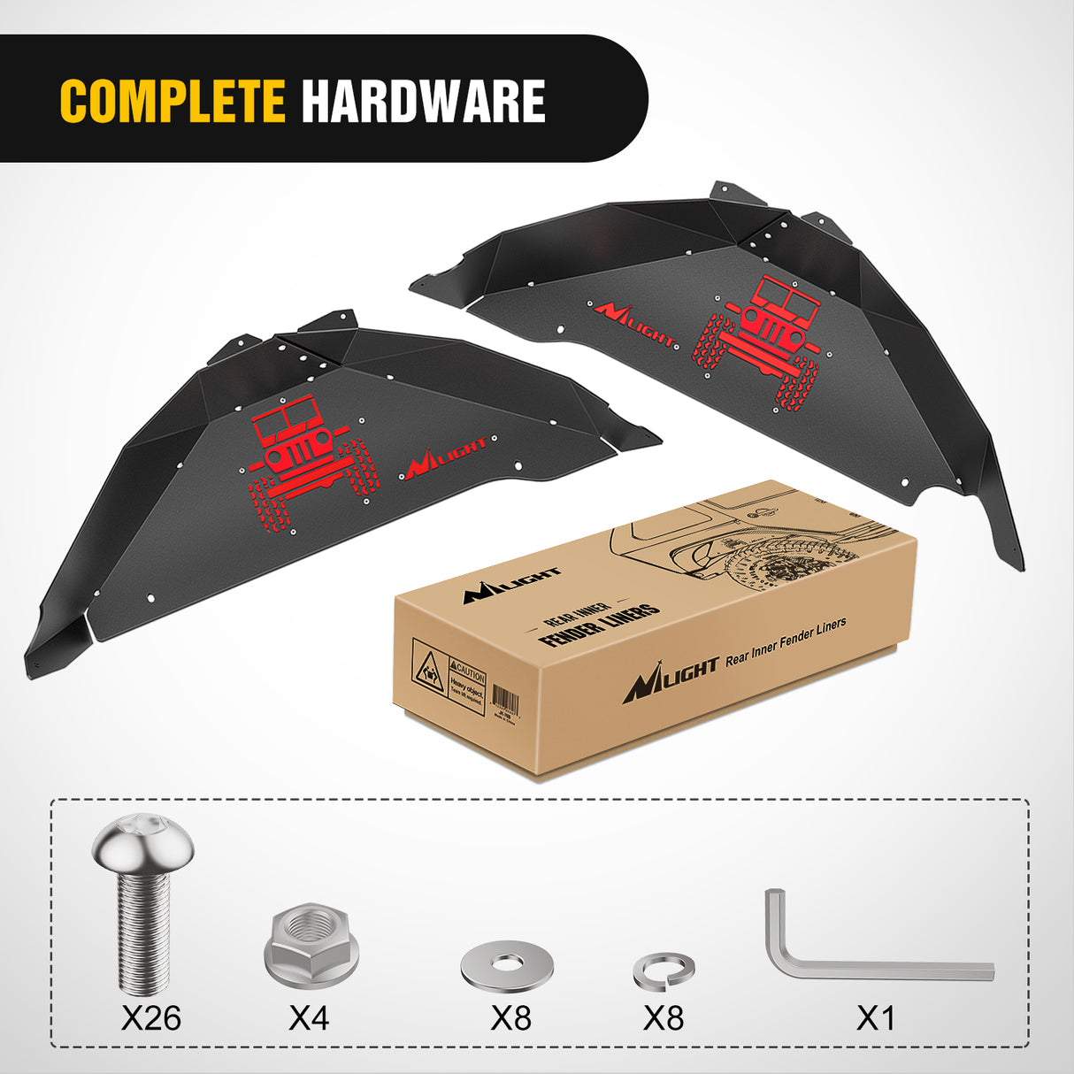 2007 2008 2009 2010 2011 2012 2013 2014 2015 2016 2017 2018 Jeep Wrangler JK JKU 4WD Rear Inner Fender Liners Wheel Cover