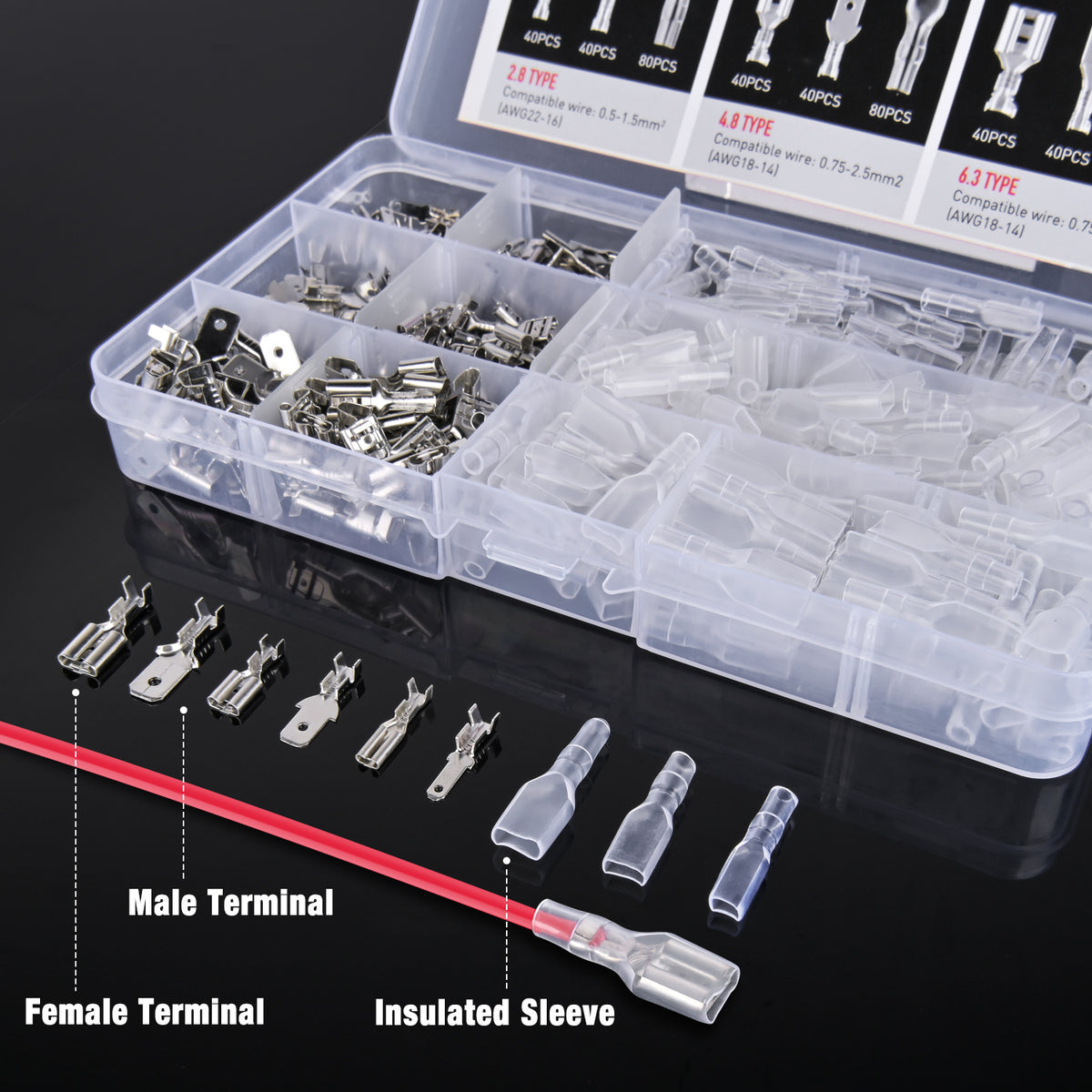 480 PCS Spade Terminals with Insulated Sleeves