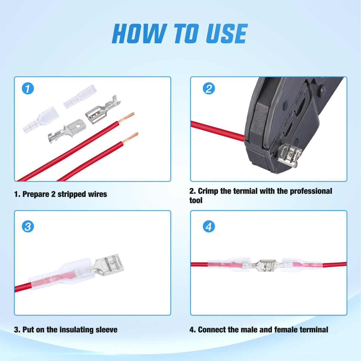 480 PCS Spade Terminals with Insulated Sleeves