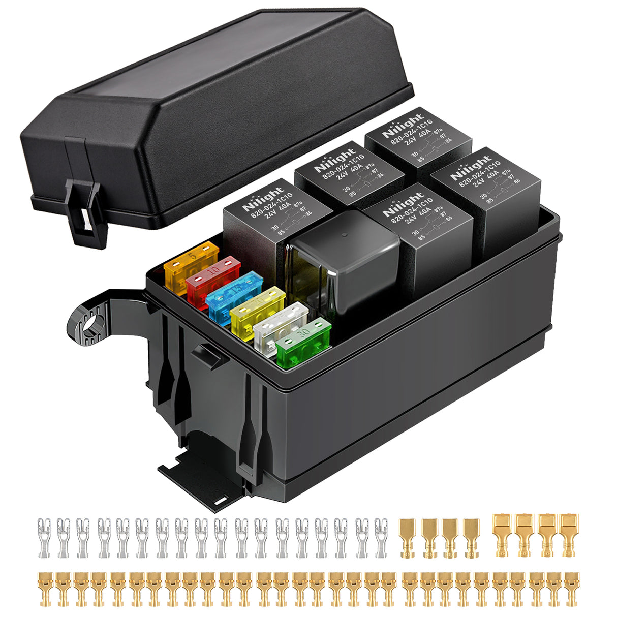 Accessories Fuse and Relay Block Box 6 Slots 12V ATC/ATO Universal Waterproof Kit for Car Truck Marine Boat