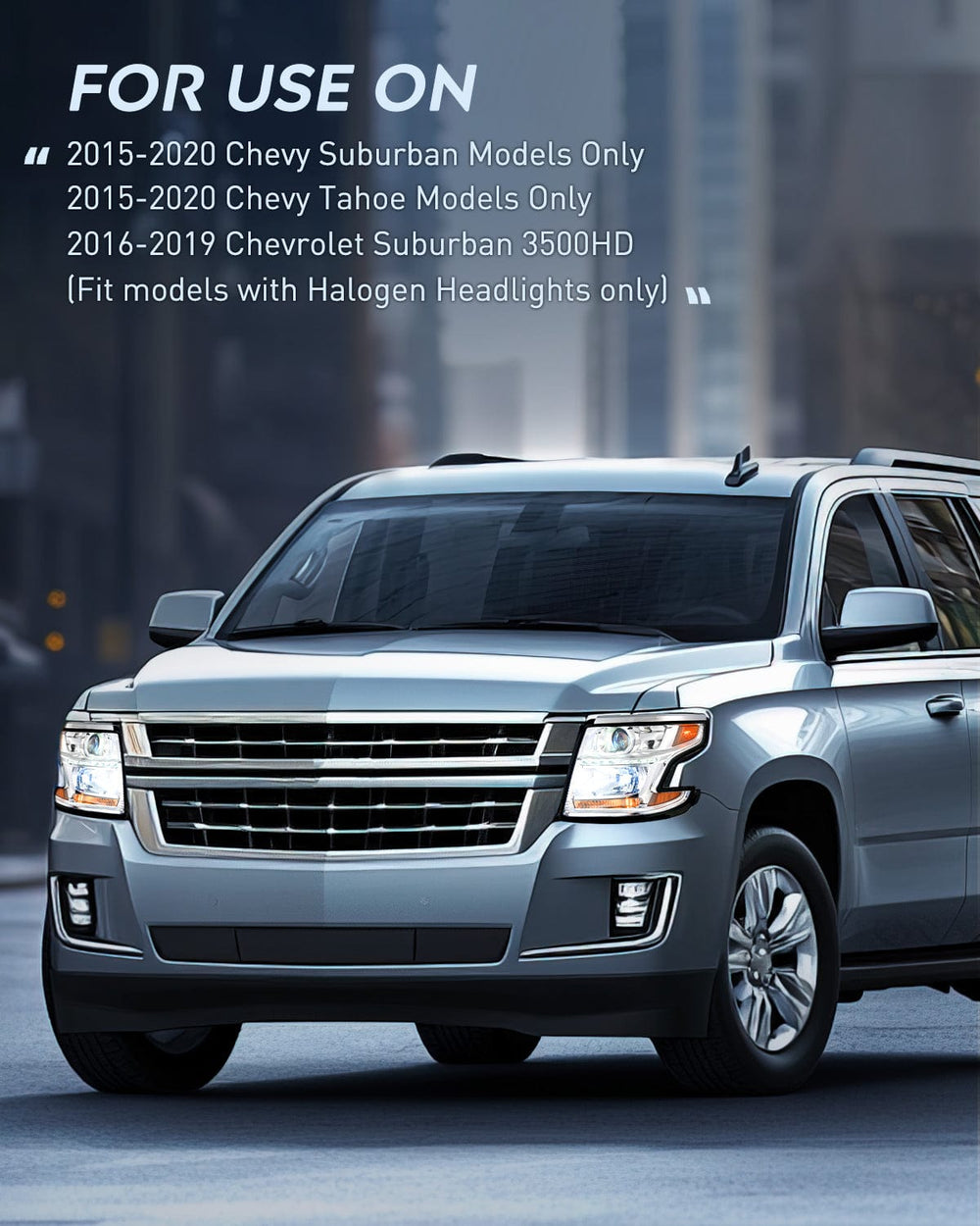 Headlight Assembly 2015 2016 2017 2018 2019 2020 Chevy Tahoe Suburban Headlight Assembly Chrome Housing Amber Reflector Clear Lens