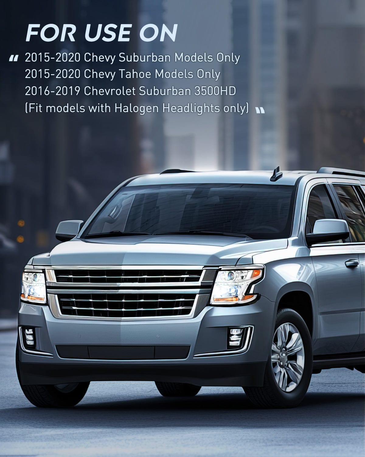 Headlight Assembly 2015 2016 2017 2018 2019 2020 Chevy Tahoe Suburban Headlight Assembly Chrome Housing Amber Reflector Clear Lens