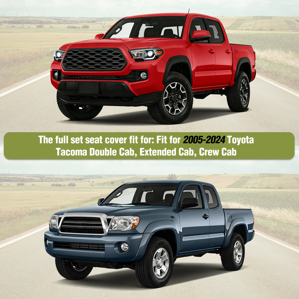2005 2006 2007 2008 2009 2010 2011 2012 2013 2014 2015 2016 2017 2018 2019 2020 2021 2022 2023 2024 Toyota Tacoma Double Cab Extended Cab Crew Cab Seat Covers