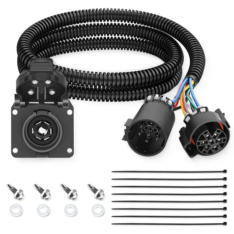 Accessories USCAR 7 Pin Trailer Wiring Harness 7ft for Chevy Ford GMC Dodge Nissan Toyota 5th Wheel Gooseneck Trailer