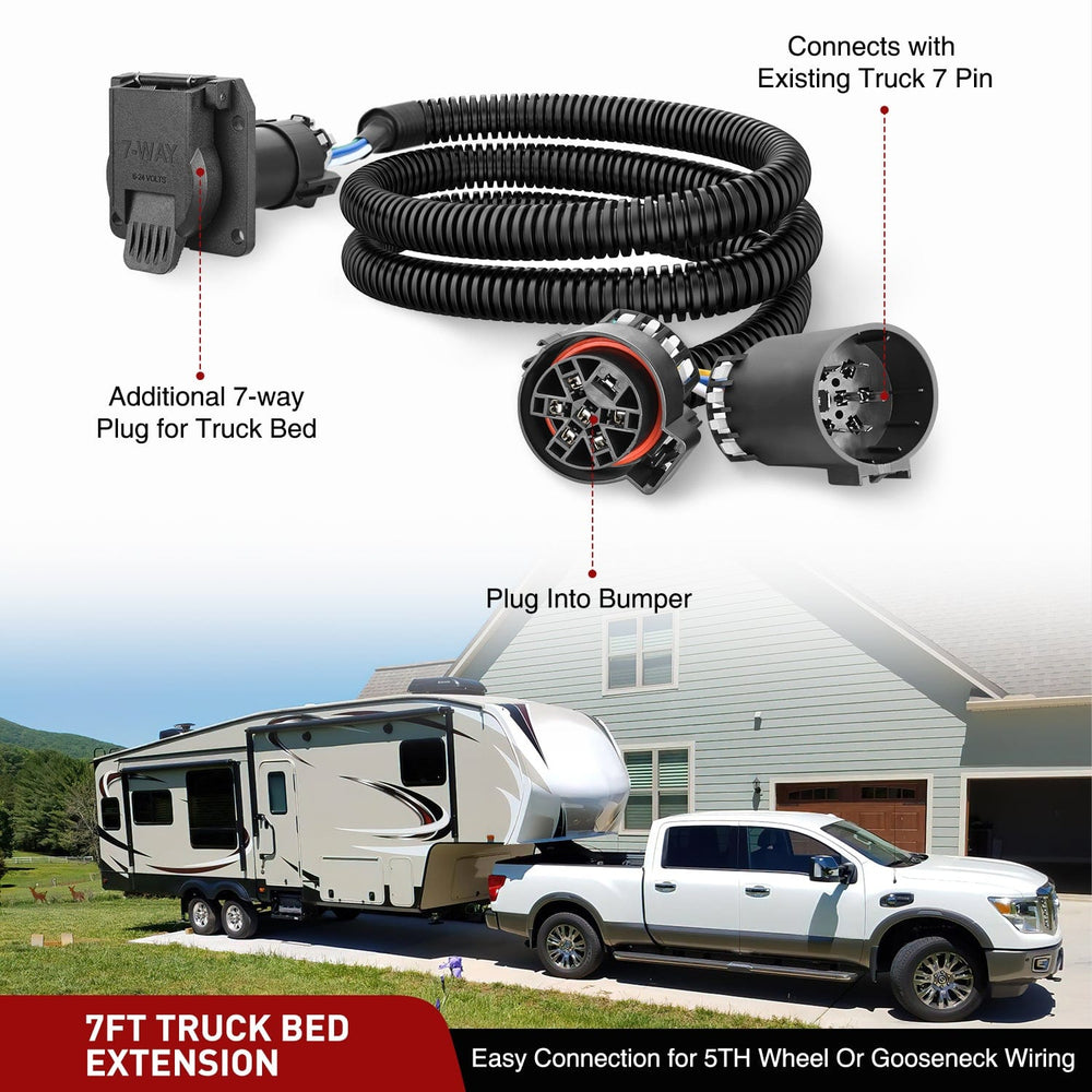 Accessories USCAR 7 Pin Trailer Wiring Harness 7ft for Chevy Ford GMC Dodge Nissan Toyota 5th Wheel Gooseneck Trailer