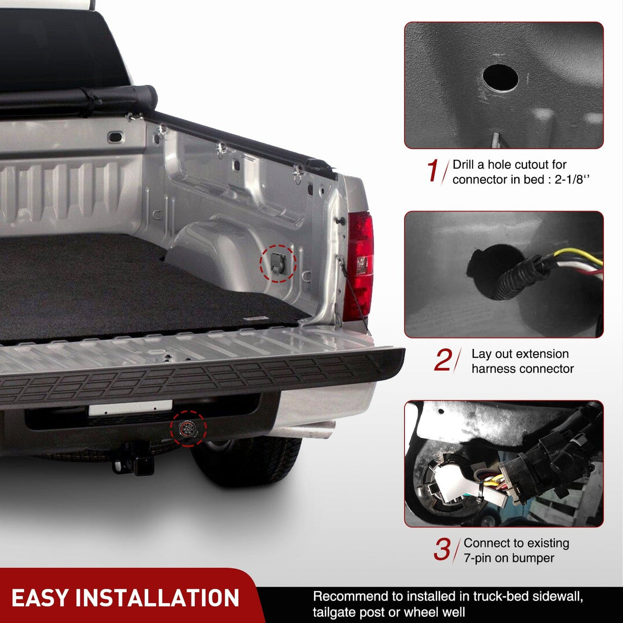 Accessories USCAR 7 Pin Trailer Wiring Harness 7ft for Chevy Ford GMC Dodge Nissan Toyota 5th Wheel Gooseneck Trailer