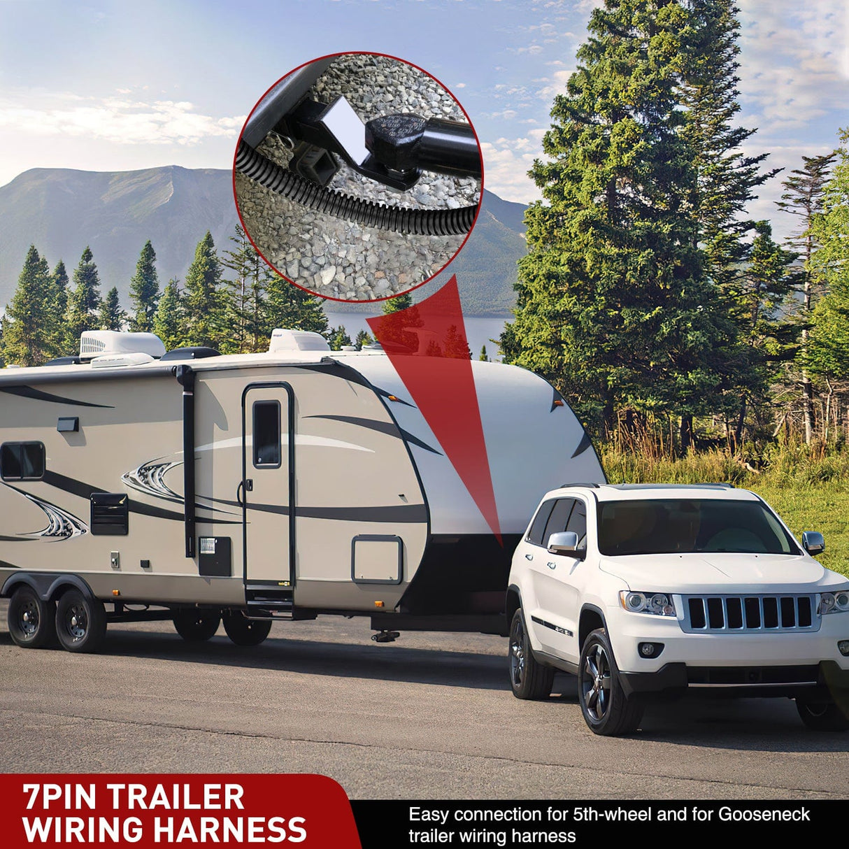 Accessories USCAR 7 Pin Trailer Wiring Harness 7ft for Chevy Ford GMC Dodge Nissan Toyota 5th Wheel Gooseneck Trailer