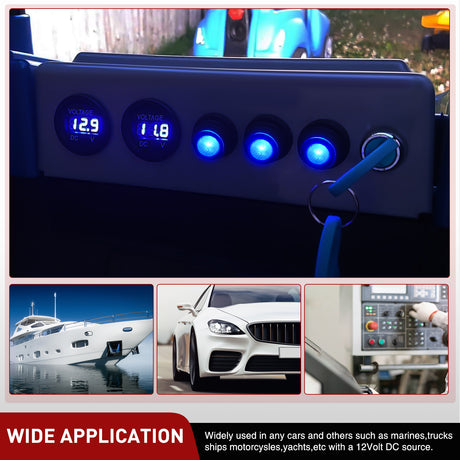 Nilight 5PCS Waterproof Round Rocker Switch w/Wiring Harness Switches Holder 12V 24V Blue LED Lighted On Off Toggle Shell SPST 3Pin for Switch Panel Car RV Trucks Marine Boats