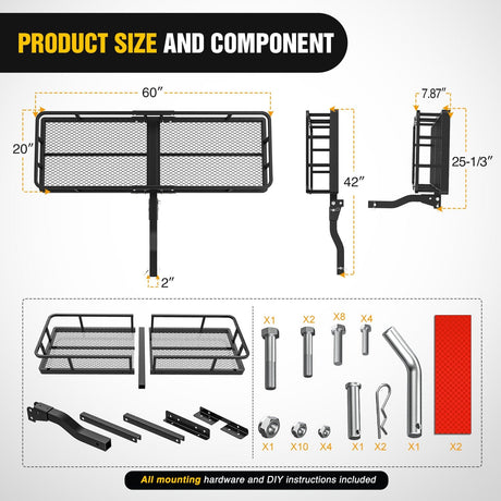 Cargo Carrier 60 x 20 x 7.87 Inch Hitch Cargo Carrier