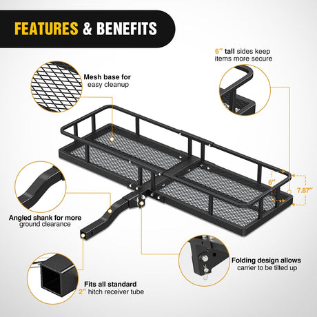 Cargo Carrier 60 x 20 x 7.87 Inch Hitch Cargo Carrier