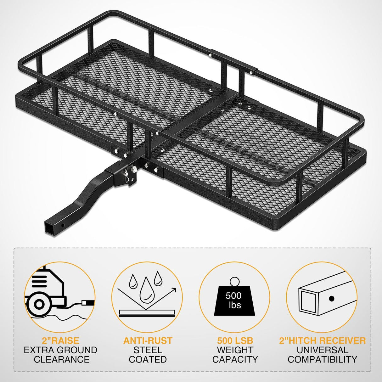Cargo Carrier 60 x 24 x 7.87 Inch Hitch Cargo Carrier & 5/8Inch Hitch Pin Clip Fits 2-Inch Receiver