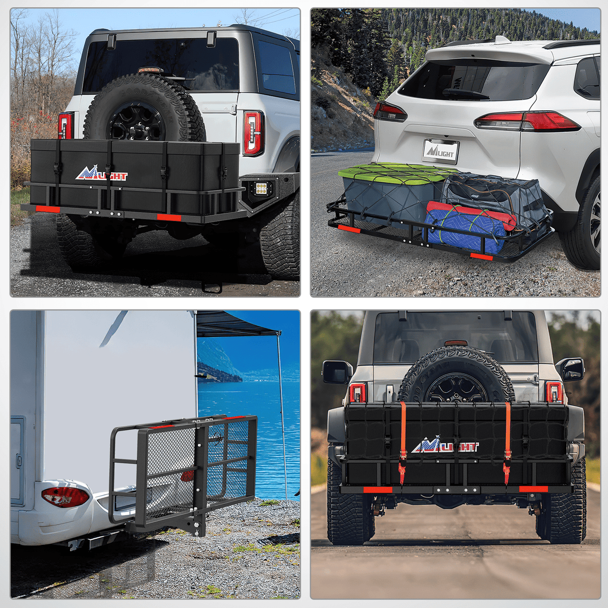 Cargo Carrier 60 x 20 x 7.87 Inch Hitch Cargo Carrier Set Fits 2-Inch Hitch Receiver with Lock Hitch