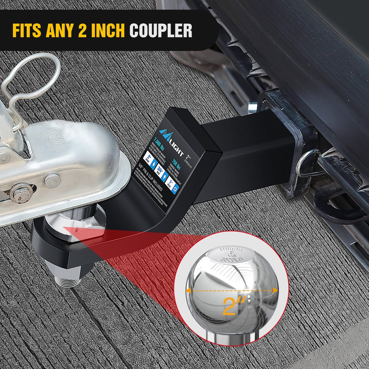 Trailer Hitch 2-Inch Diameter Chrome Trailer Hitch Ball