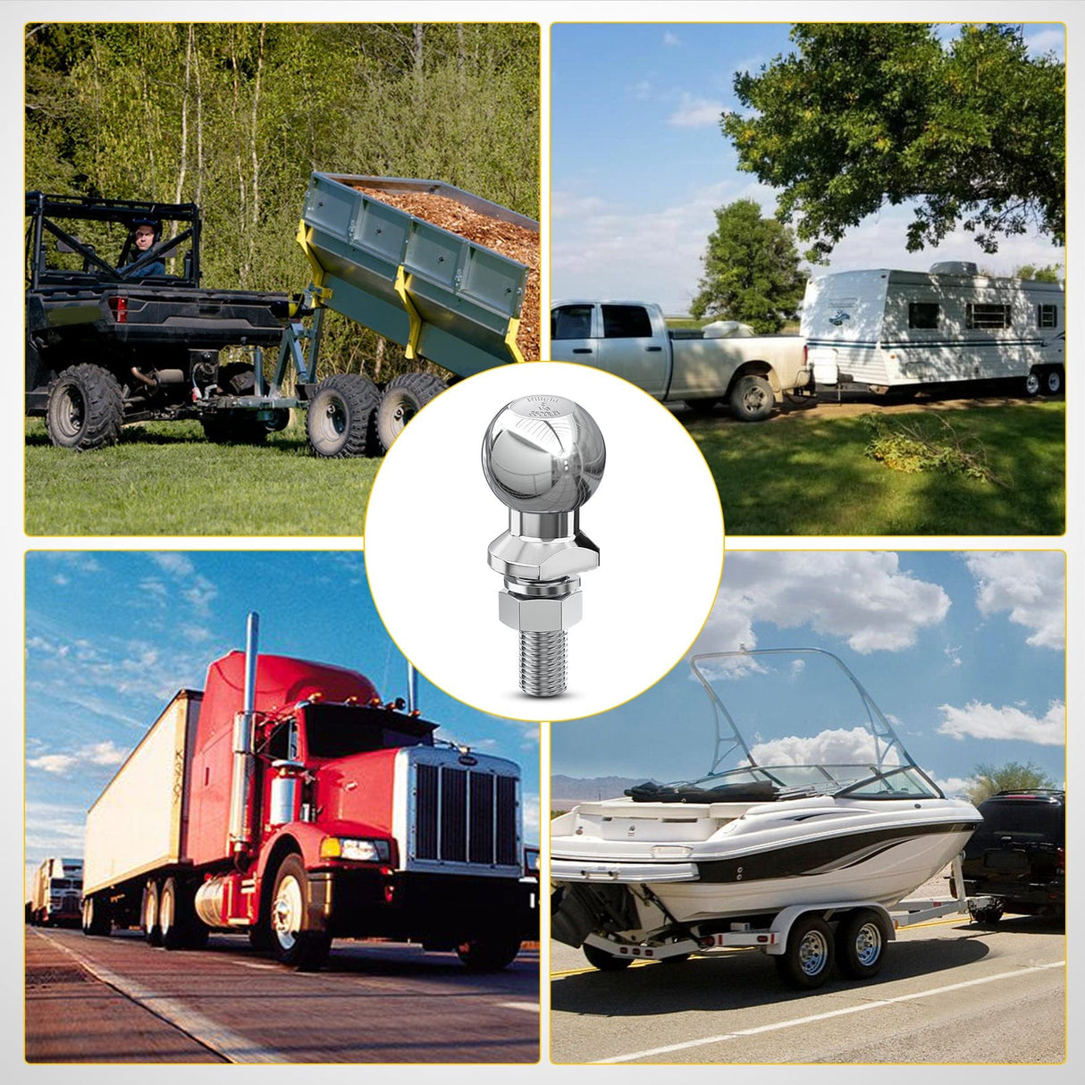 Trailer Hitch 2-Inch Diameter Chrome Trailer Hitch Ball