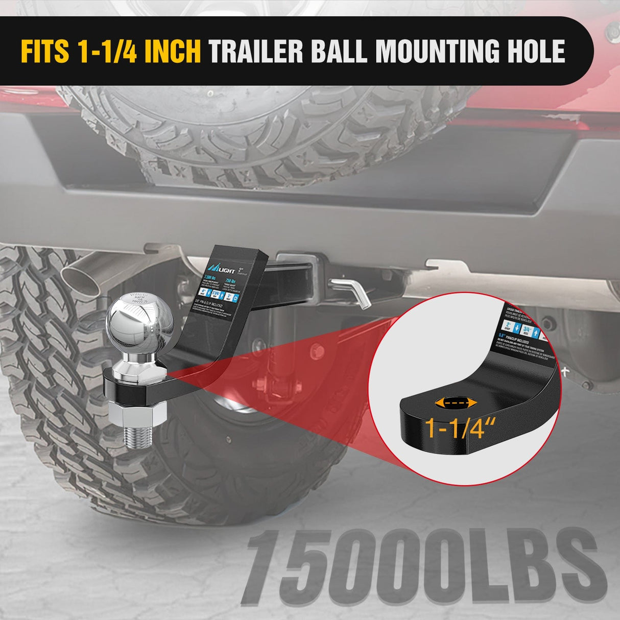 Trailer Hitch 2-5/16Inch Chrome Trailer Hitch Ball 1-1/4inch x 2-5/8inch Shank Universal Fit Gray