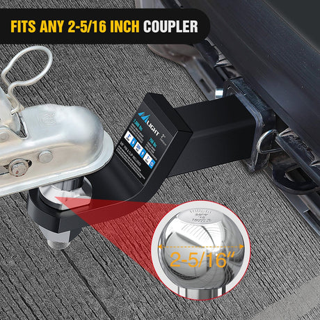 Trailer Hitch 2-5/16Inch Chrome Trailer Hitch Ball 1-1/4inch x 2-5/8inch Shank Universal Fit Gray